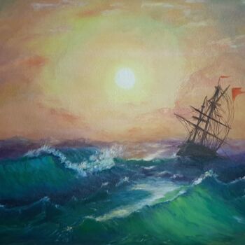 Картина под названием "Sea" - Anna Shrub, Подлинное произведение искусства, Масло