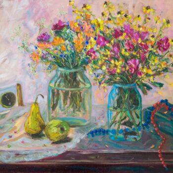 Malarstwo zatytułowany „flowers” autorstwa Anna Shrub, Oryginalna praca, Olej