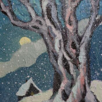 Pittura intitolato "Winter twilight" da Anna Shurakova, Opera d'arte originale, Olio