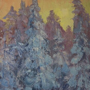 Peinture intitulée "Gentle winter sunse…" par Anna Shurakova, Œuvre d'art originale, Huile