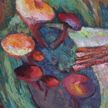 Malerei mit dem Titel "Forest stump" von Anna Shurakova, Original-Kunstwerk, Öl