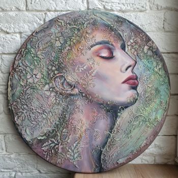 Painting titled "Lelya, the Goddess…" by Anna Shuvaeva, Original Artwork, Acrylic Mounted on Wood Stretcher frame