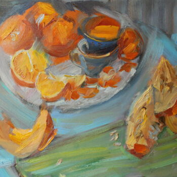 Картина под названием "Оранжевый зимой" - Anna Shwed, Подлинное произведение искусства, Масло