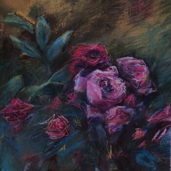 Рисунок под названием "Садовые цветы. Розы…" - Anna Shwed, Подлинное произведение искусства, Пастель