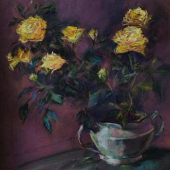 Рисунок под названием "Розы к чаю." - Anna Shwed, Подлинное произведение искусства, Пастель