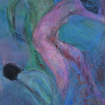 Painting titled "Bodies in blue" by Anna Skorko, Original Artwork, Acrylic Mounted on Cardboard