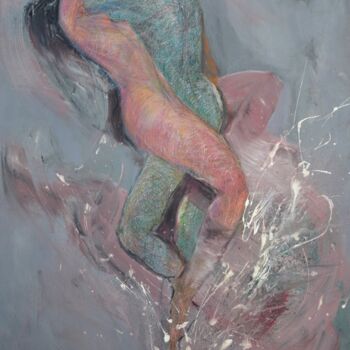 Painting titled "A wave of embrace" by Anna Skorko, Original Artwork, Acrylic Mounted on Wood Stretcher frame