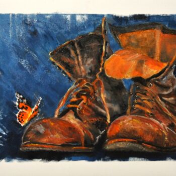 Schilderij getiteld "Старые ботинки" door Anna Smol Nova, Origineel Kunstwerk, Olie