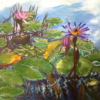 제목이 "Nymphea Blumen"인 미술작품 Анна Смольнова로, 원작, 기름 나무 들것 프레임에 장착됨