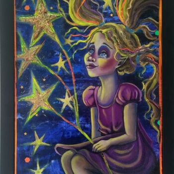 Ζωγραφική με τίτλο "Oh my Stars!" από Anna Spencer, Αυθεντικά έργα τέχνης, Λάδι