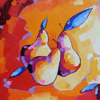 Painting titled "Three pears. Kitche…" by Anna Startseva, Original Artwork, Oil