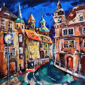 Peinture intitulée "Evening Prague. Cit…" par Anna Startseva, Œuvre d'art originale, Huile