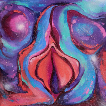 Yoni universe. Vulva artwork. Oriignal oil painting.