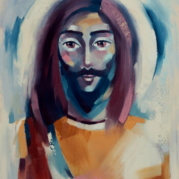Картина под названием "Jesus in memory. Re…" - Anna Startseva, Подлинное произведение искусства, Масло