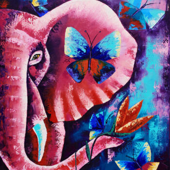 Pintura titulada "Elephant dreamer. K…" por Anna Startseva, Obra de arte original, Oleo