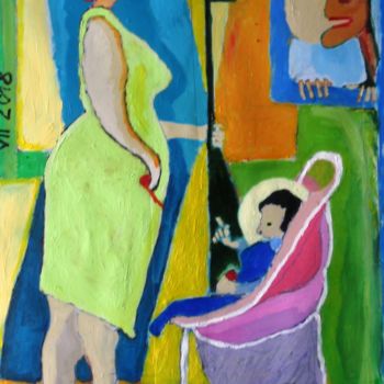 Картина под названием "Une rencontre étran…" - Anna Synoradzka, Подлинное произведение искусства, Масло
