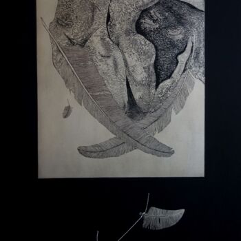 Printmaking titled "Flying Words" by Anna Tikhonova-Yordanova, Original Artwork, Etching
