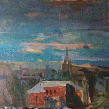 Painting titled "View of the night M…" by Anna Trigub, Original Artwork, Other