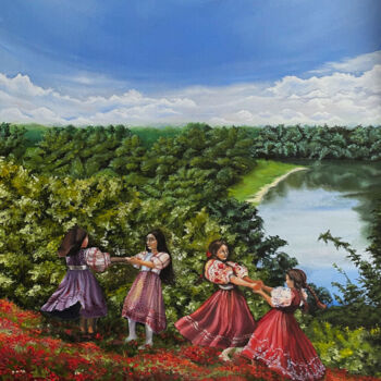 Картина под названием "Vara la bunei" - Anna Tudor, Подлинное произведение искусства, Масло Установлен на Деревянная рама дл…