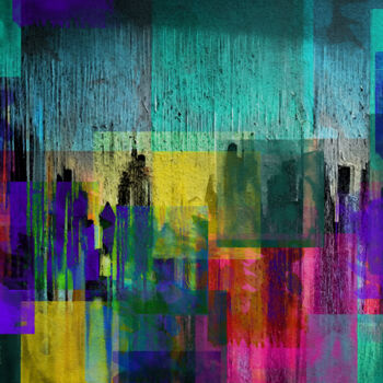 Digital Arts titled "Colorful cityscape.…" by Anna Vaasi, Original Artwork, Digital Painting
