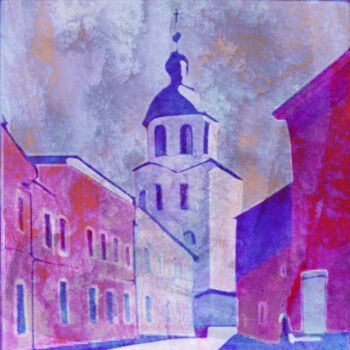 Digital Arts titled "Church on Old town…" by Anna Vaasi, Original Artwork, Digital Painting
