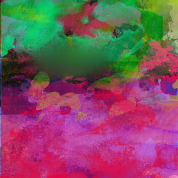 Digitale Kunst mit dem Titel "Pink peony and gree…" von Anna Vaasi, Original-Kunstwerk, Digitale Malerei