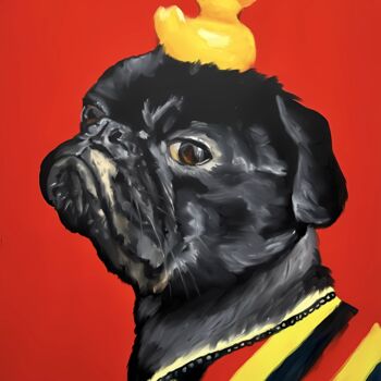 Painting titled "Dog's Duck 1" by Anna Voronina, Original Artwork, Oil