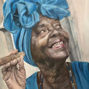 Painting titled "CUBAN | COLORFUL CU…" by Anna Voronina, Original Artwork, Acrylic Mounted on Cardboard