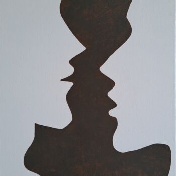 Painting titled "Gray on Brown" by Anna Werth, Original Artwork, Acrylic