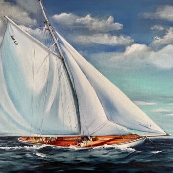 Painting titled "Tailwind" by Anna Zhdanyuk, Original Artwork, Oil Mounted on Wood Stretcher frame