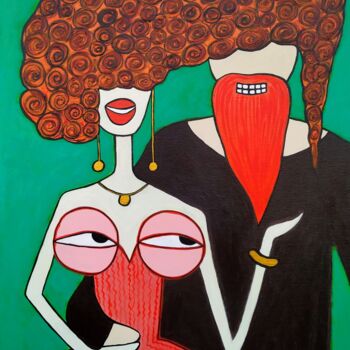Картина под названием "MY GINGER TITS LOVE…" - Анна Жулева, Подлинное произведение искусства, Акрил Установлен на Деревянная…