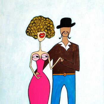 Картина под названием "My tits love my per…" - Анна Жулева, Подлинное произведение искусства, Акрил Установлен на Деревянная…