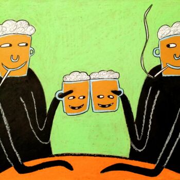 Dessin intitulée "Beer talkings" par Anna Zhuleva, Œuvre d'art originale, Pastel