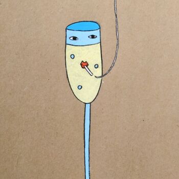 Zeichnungen mit dem Titel "Champagne" von Anna Zhuleva, Original-Kunstwerk, Pastell