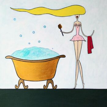Pintura titulada "My tits love golden…" por Anna Zhuleva, Obra de arte original, Acrílico Montado en Bastidor de camilla de…