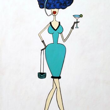Pintura titulada "Madame with cocktail" por Anna Zhuleva, Obra de arte original, Acrílico Montado en Bastidor de camilla de…