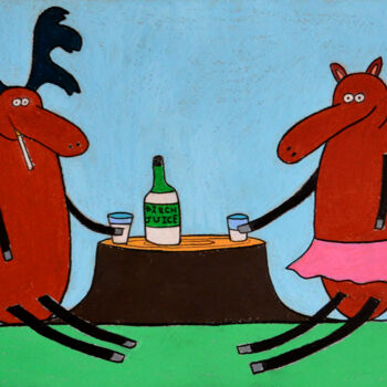 Disegno intitolato "Elk date" da Anna Zhuleva, Opera d'arte originale, Pastello