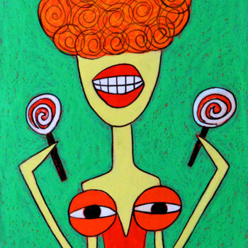 Рисунок под названием "My tits love candies" - Анна Жулева, Подлинное произведение искусства, Пастель