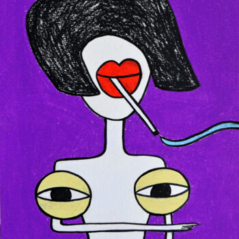 Dessin intitulée "My tits say: "This…" par Anna Zhuleva, Œuvre d'art originale, Pastel