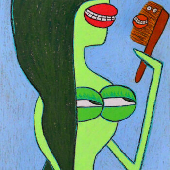Dessin intitulée "My tits love their…" par Anna Zhuleva, Œuvre d'art originale, Pastel