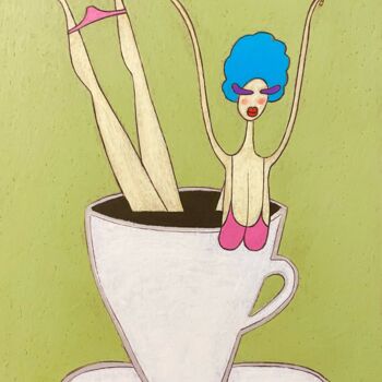 Dessin intitulée "Lady in americano" par Anna Zhuleva, Œuvre d'art originale, Pastel