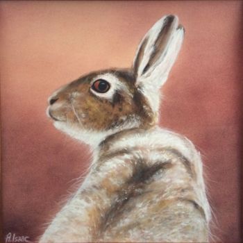 Schilderij getiteld "Mountain hare" door Anna Isaac, Origineel Kunstwerk, Pastel