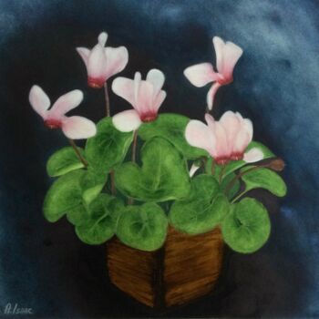 Painting titled "Cyclamen" by Anna Isaac, Original Artwork, Pastel Mounted on Cardboard