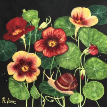 Malerei mit dem Titel "Nasturtium" von Anna Isaac, Original-Kunstwerk, Pastell