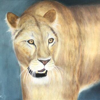 Pittura intitolato "Lioness" da Anna Isaac, Opera d'arte originale, Pastello