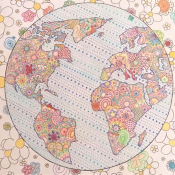 Disegno intitolato "Il mondo che vorrei" da Anna, Opera d'arte originale, Matite colorate