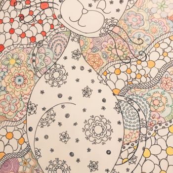 Рисунок под названием "MicioMao" - Anna, Подлинное произведение искусства, Цветные карандаши