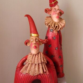 Sculpture titled "Red friends" by Annaart, Original Artwork, Ceramics