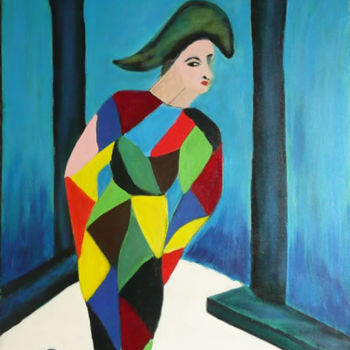 Painting titled "Arlecchino" by Anna Arvonio, Original Artwork