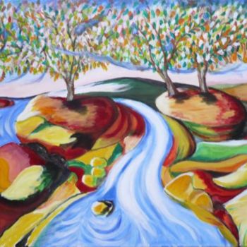 Painting titled "fiume di sensazione" by Anna Arvonio, Original Artwork